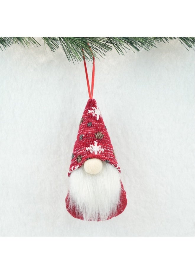 Beauenty Short legged snowman doll ornaments gift hanging red brown snowflake spots