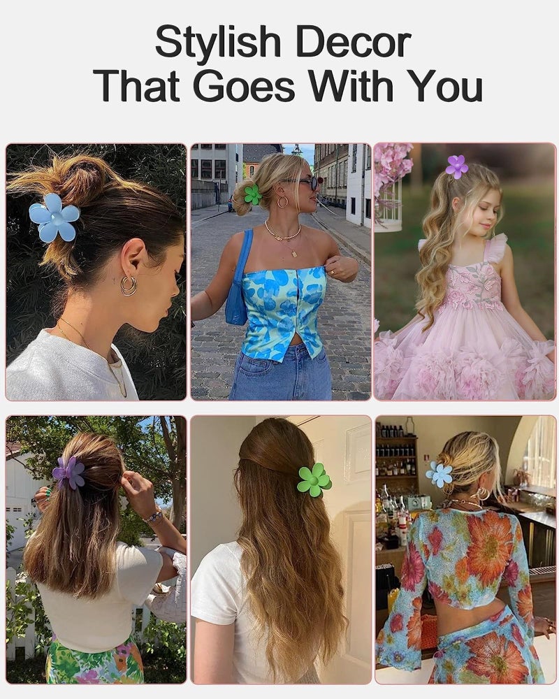 TOFAFA 6PCS Flower Hair Clips Large Hair Claw Clips for Thick Hair Matte Non Slip Strong Hold Cute Jaw Daisy Claw Clip Colorful Clamps Thin Hair Accessories for Women Girls Gifts(Yellow) - Image 5