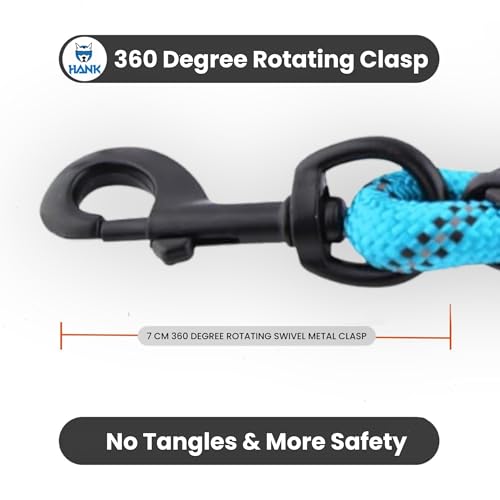 HANK Dog Leash | 3M Reflective Leash for Dogs | Heavy Duty Dog Rope for Small to Large Dogs | Comfortable Padded Handle 5 Feet (Cyan Blue + New Version, Large - Suitable Upto (18-80KG)) - Image 3