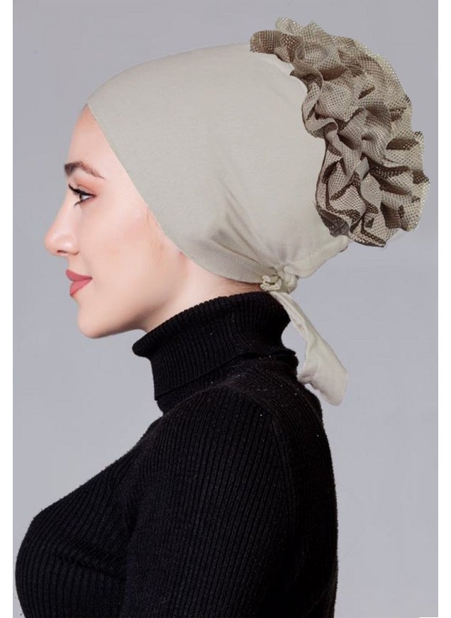 Nanak Stone Color Lycra Frilled Non-Slip Bonnet  - Image 2