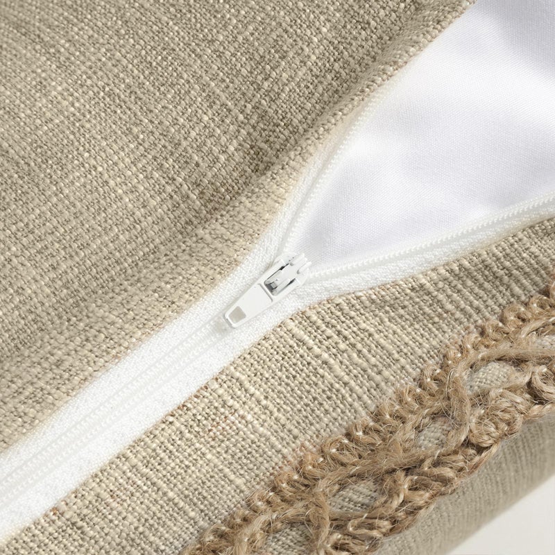 Phantoscope Pack of 2 Farmhouse Decorative Solid Throw Decorative Pillow Cover Burlap Linen Trimmed Tailored Edges  Oatmeal 22 x 22 inches 55 x 55 cm - Image 3
