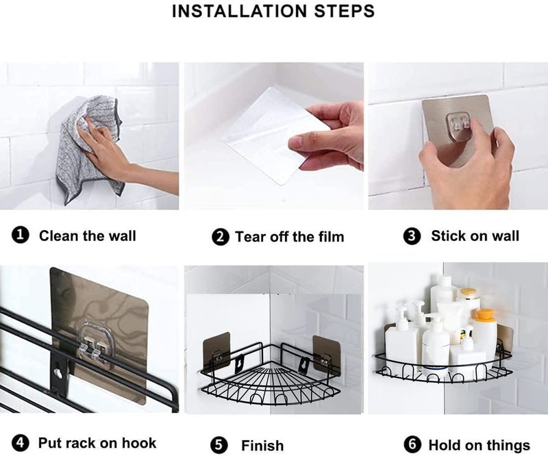 ROXA Wall Mounted Self-Adhesive Bathroom Corner Shelf/Kitchen Rack & Holder - Bathroom Accessories (Material-GI Metal, Powder Coated Finish, Black, Pack of 1) (Round Shape Pack of 1) - Image 4