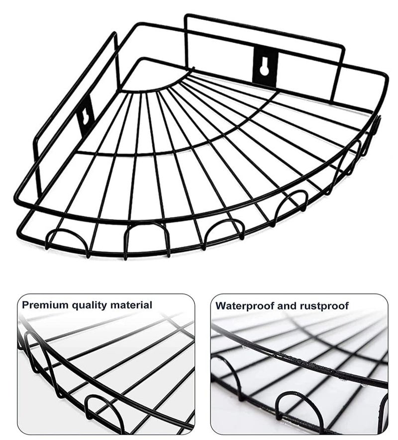 ROXA Wall Mounted Self-Adhesive Bathroom Corner Shelf/Kitchen Rack & Holder - Bathroom Accessories (Material-GI Metal, Powder Coated Finish, Black, Pack of 1) (Round Shape Pack of 1) - Image 2