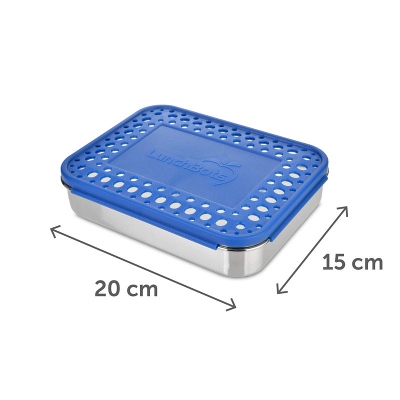 LunchBots Large Cinco Stainless Steel Lunch Container - Five Section Design Holds a Variety of Foods - Metal Bento Box - Dishwasher Safe - Stainless Lid - Blue Dots - Image 2