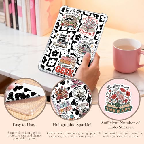 Rngmsi Insert Cardstock for Clear Case - 12Pcs Fashionably Simple Cardstock Inserts Compatible with Kindle Paperwhite 11th-12th, 50Pcs Reading Books Stickers for E-Reader Clear Back Cover Accessories - Image 4