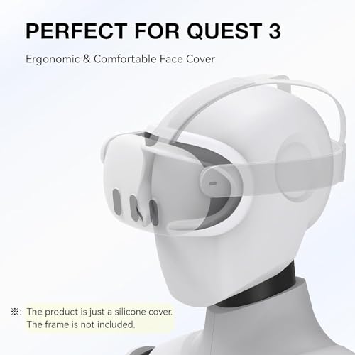 Careflection VR Silicone Face Pad Cover for Meta Quest 3 Original Headset Accessories, VR Face Cushion Pad Mask for Oculus Quest 3 Headset Face Pad (White) - Image 2