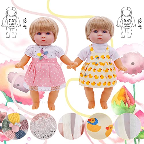 Digabi Girl Doll Clothes and Accessories Gift - 8 pcs Alive-Baby Doll Clothes Dress Outfits for 12 Inch Dolls, 6 Complete Sets Clothing of Dresses Cloak Onesies Pajamas … - Image 5