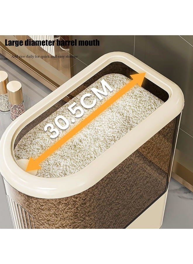 Peaoop 22LBS Rice Dispenser, Large Grain Container Storage with Lid Measuring Cylinder Household Cereal Dispenser Bucket for Kitchen Soybean Corn (22lb) - Image 5