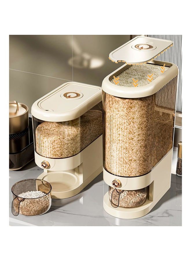 Peaoop 22LBS Rice Dispenser, Large Grain Container Storage with Lid Measuring Cylinder Household Cereal Dispenser Bucket for Kitchen Soybean Corn (22lb) - Image 2