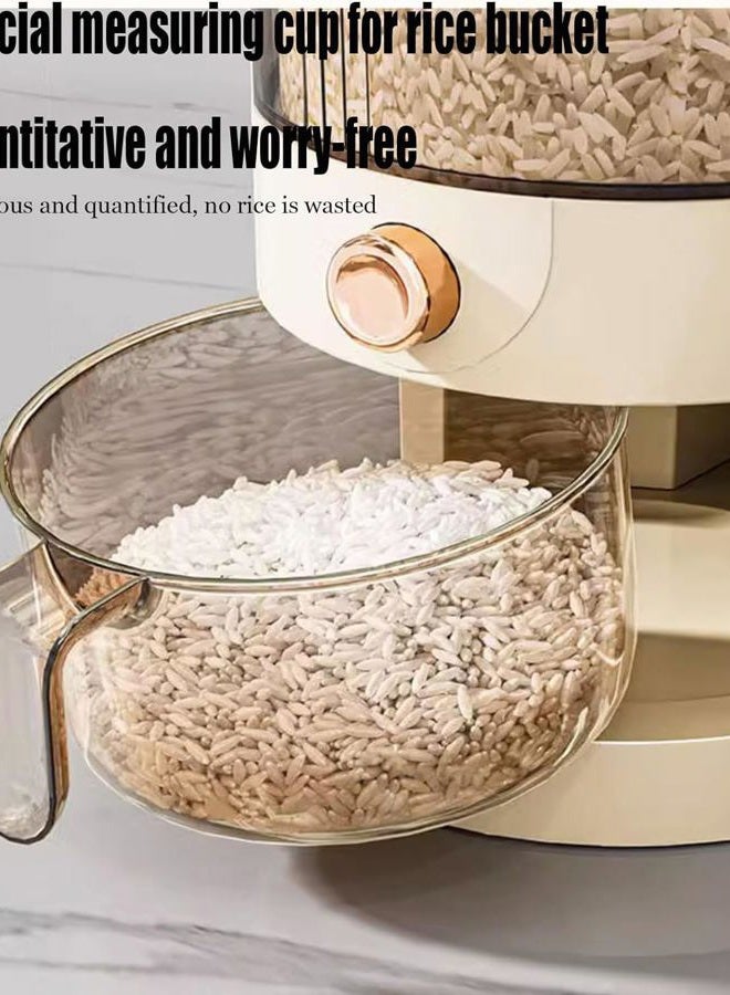 Peaoop 22LBS Rice Dispenser, Large Grain Container Storage with Lid Measuring Cylinder Household Cereal Dispenser Bucket for Kitchen Soybean Corn (22lb) - Image 3