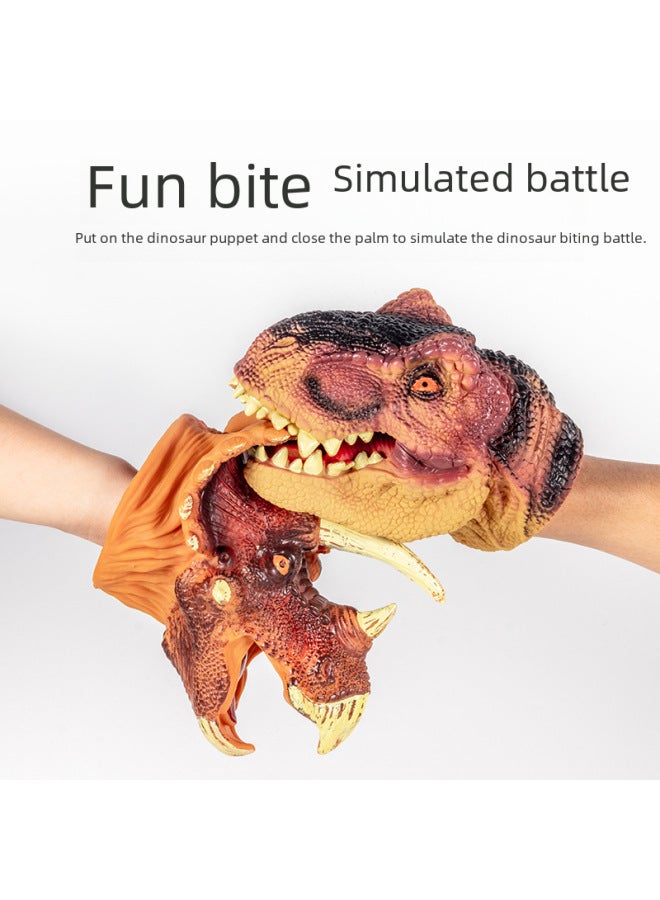 Jurassic Dinosaur Hand Puppet Simulation Tyrannosaur Triceratops Raptor Soft Rubber Model Children's Toys Wholesale-Color:Tyrannosaurus Rex Hand Puppet 】 - Image 3
