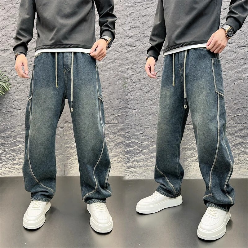 Unisex Classic Denim Jeans Loose Fit Daily Outdoor Wear - Image 1