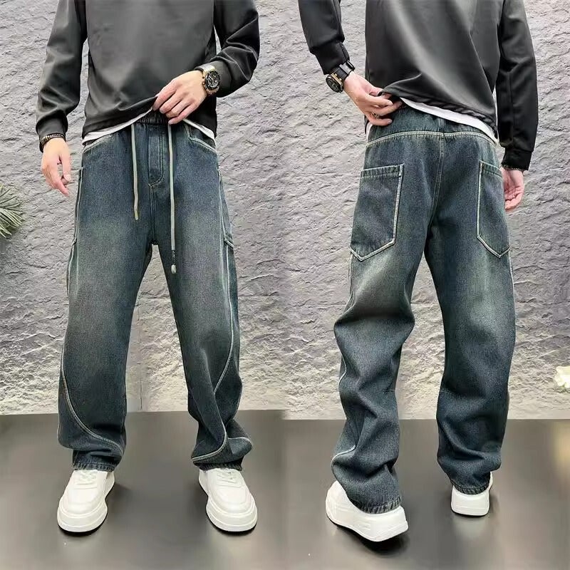 Unisex Classic Denim Jeans Loose Fit Daily Outdoor Wear - Image 3