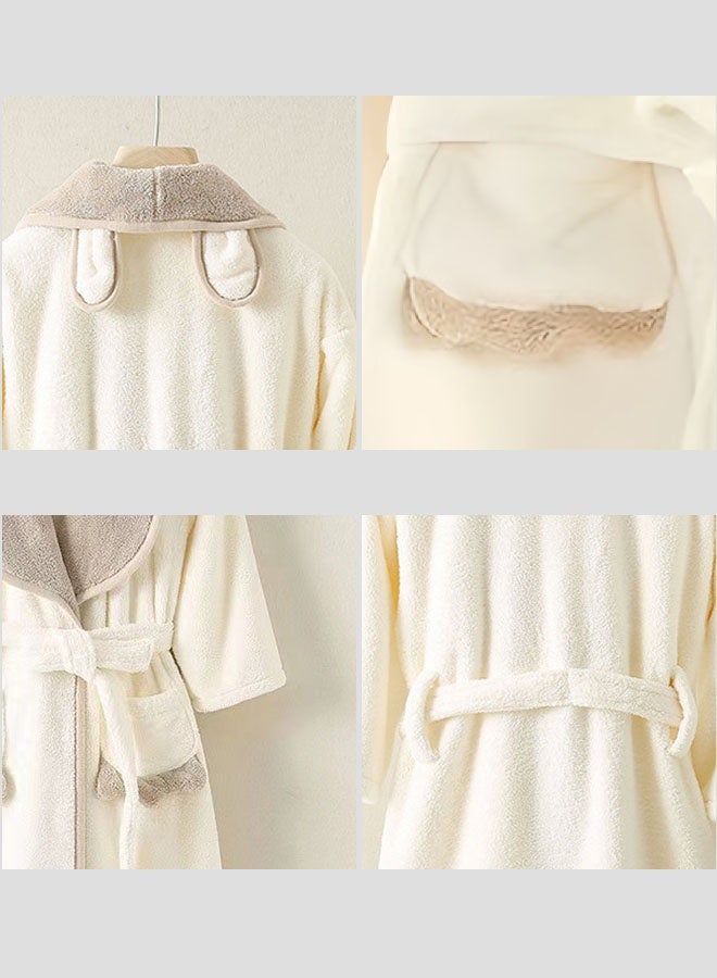 Hanayo Kids Bath Robe Winter Nightgown Cute Bathrobe for Girls & Boys Unisex Bathrobe V Neck Long Sleeve Sleepwear Robe Casual Pajamas Perfect for Toddler Everyday Use(Beige,M) - Image 5