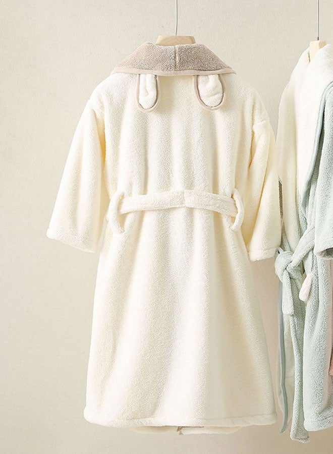 Hanayo Kids Bath Robe Winter Nightgown Cute Bathrobe for Girls & Boys Unisex Bathrobe V Neck Long Sleeve Sleepwear Robe Casual Pajamas Perfect for Toddler Everyday Use(Beige,M) - Image 4