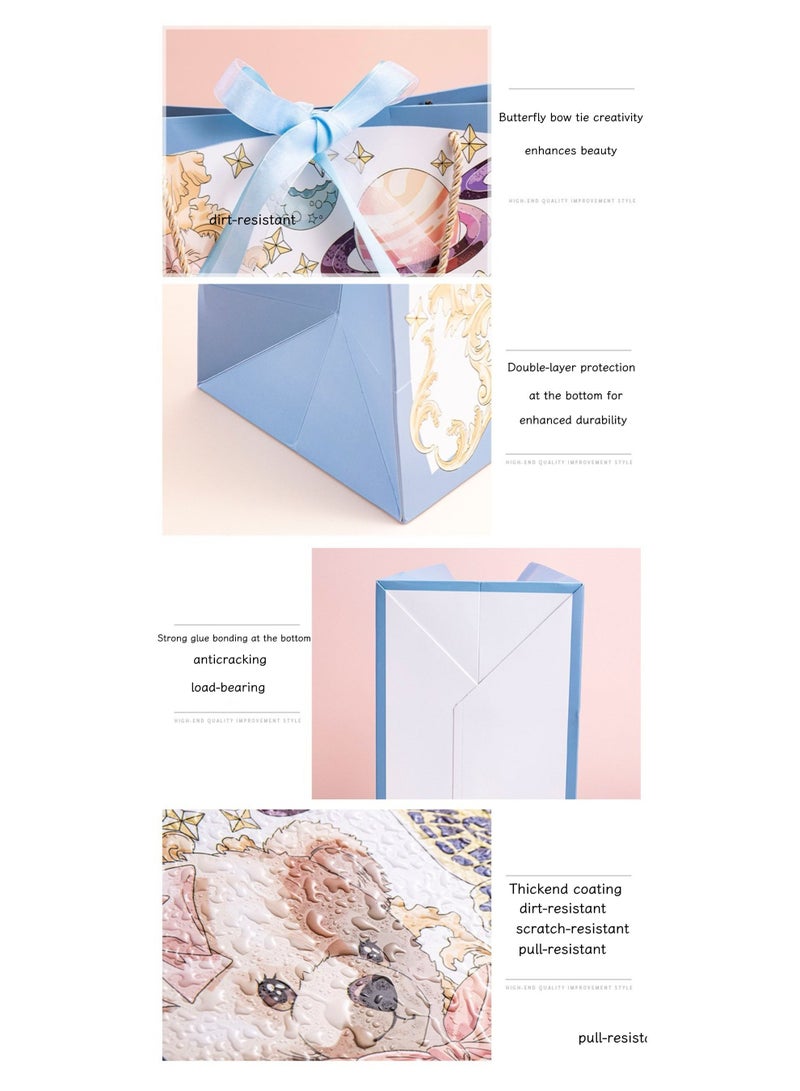 Cute Bear Planet Creative Hand-painted Gift Bag Birthday Celebration Gift Bag Packaging Bag Large Holiday Handbag Paper Bag Containing Greeting Card - Image 5