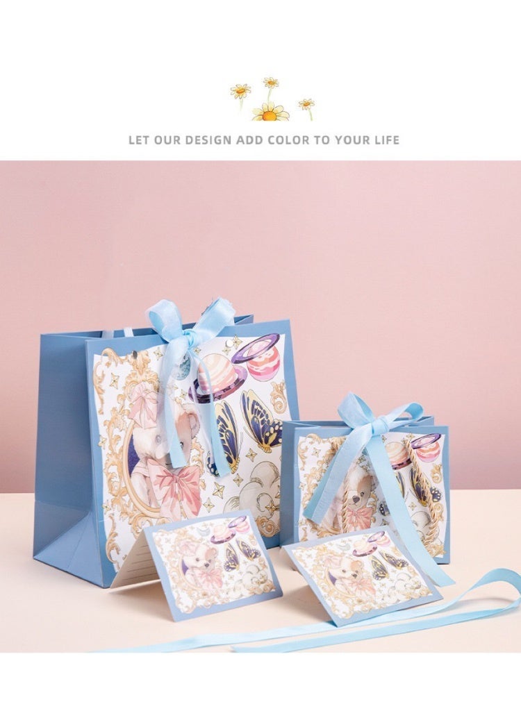 Cute Bear Planet Creative Hand-painted Gift Bag Birthday Celebration Gift Bag Packaging Bag Large Holiday Handbag Paper Bag Containing Greeting Card - Image 2