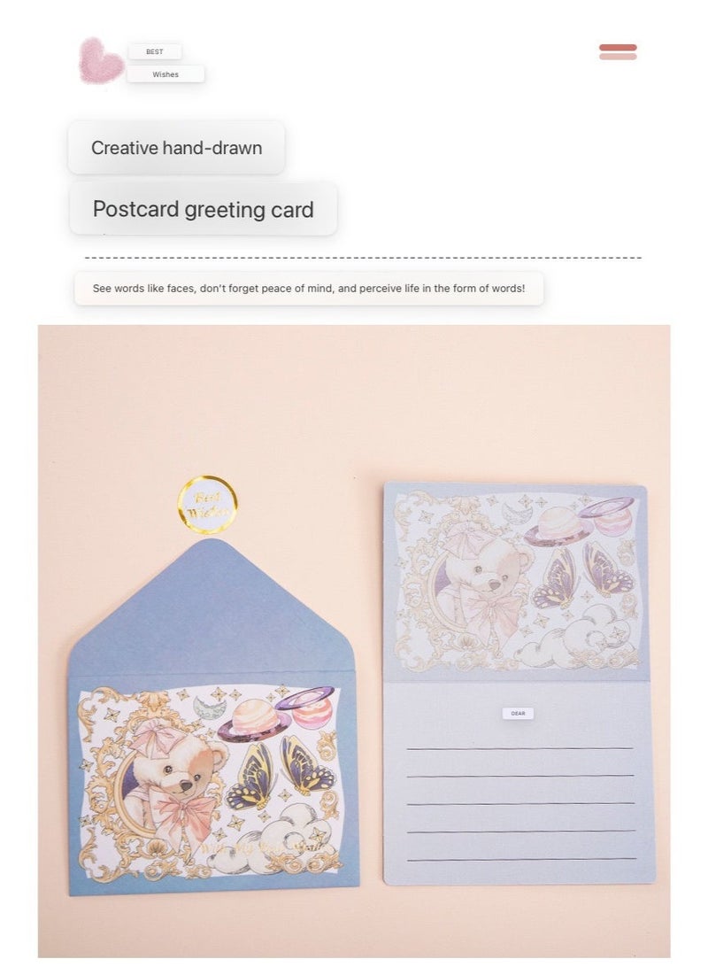 Cute Bear Planet Creative Hand-painted Gift Bag Birthday Celebration Gift Bag Packaging Bag Large Holiday Handbag Paper Bag Containing Greeting Card - Image 3