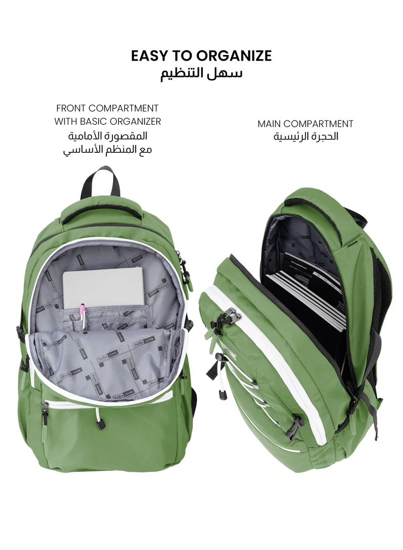 PARAJOHN  Bubalio 30L School Backpack | Large Capacity, Lightweight, Water Resistant Bag for Boys & Girls Green  | Best Price UAE