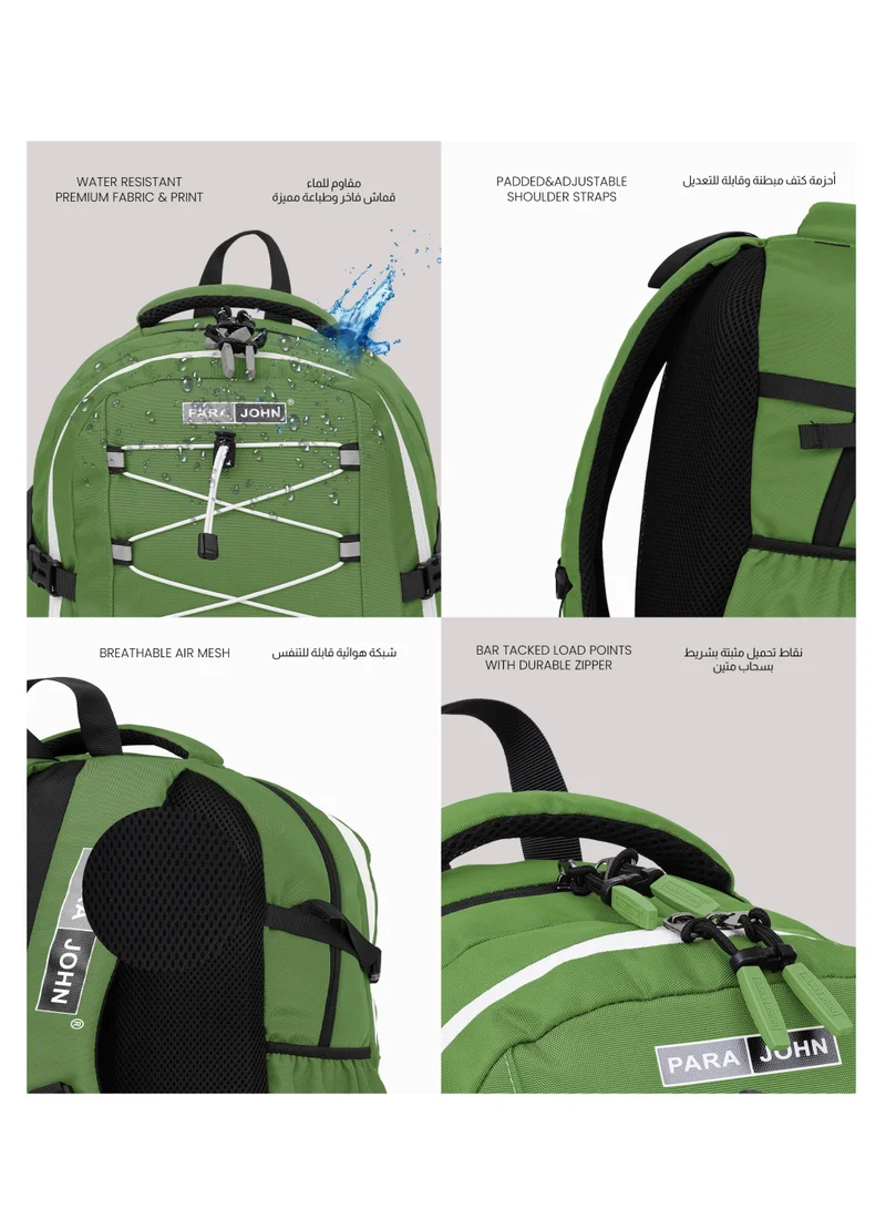 PARAJOHN  Bubalio 30L School Backpack | Large Capacity, Lightweight, Water Resistant Bag for Boys & Girls Green  | Best Price UAE