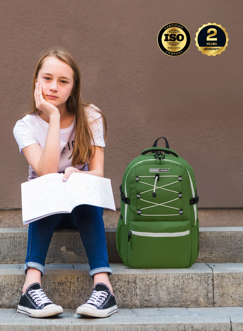 PARAJOHN  Bubalio 30L School Backpack | Large Capacity, Lightweight, Water Resistant Bag for Boys & Girls Green  | Best Price UAE