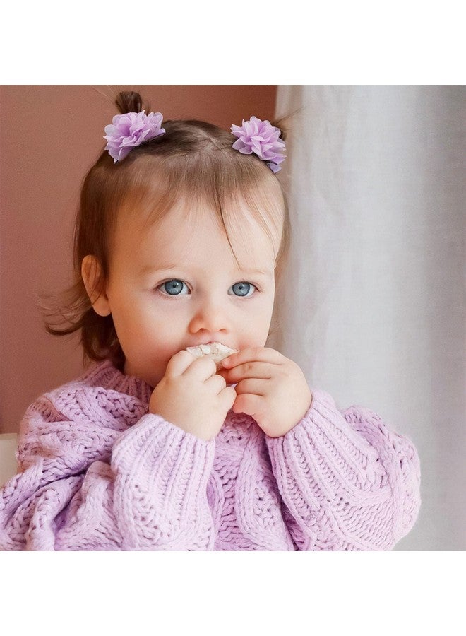 BBgifts 30pcs 2" Chiffon Flower Pearl Hair Clips for Girls Half Lined Non Slip Tiny Baby Clips Hair Accessories for Baby Girls Newborns Infants Toddlers 15 Colors in Pairs - Image 5