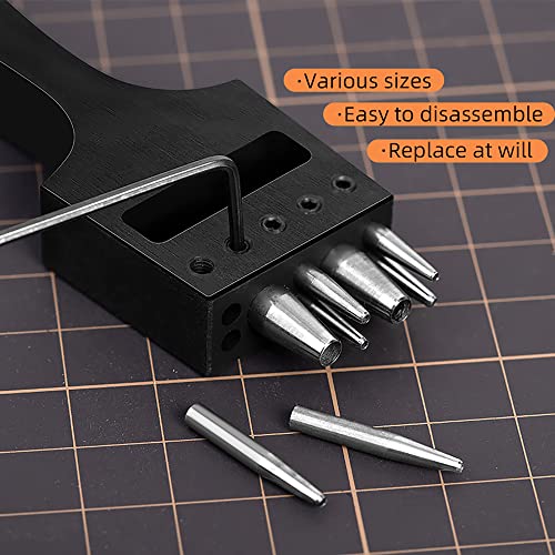 WUTA Brogue Style Leather Hole Punches 8 Holes Puncher DIY Hand Perforated Round Stitching Punch Tools Hole Cut for Leather Shoes Bags - Image 2