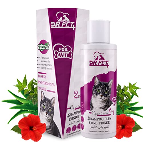 DR PET PLUS Dr. Pet Plus Luxury Professional Ayurvedic 2 In 1 Shampoo Plus Conditioner For Cat | Deeply Cleanse Coat, Softens & Conditions Coat | All Coat Types | Cat Shampoo Conditioner For All Cat Breed – 100Ml - Image 1