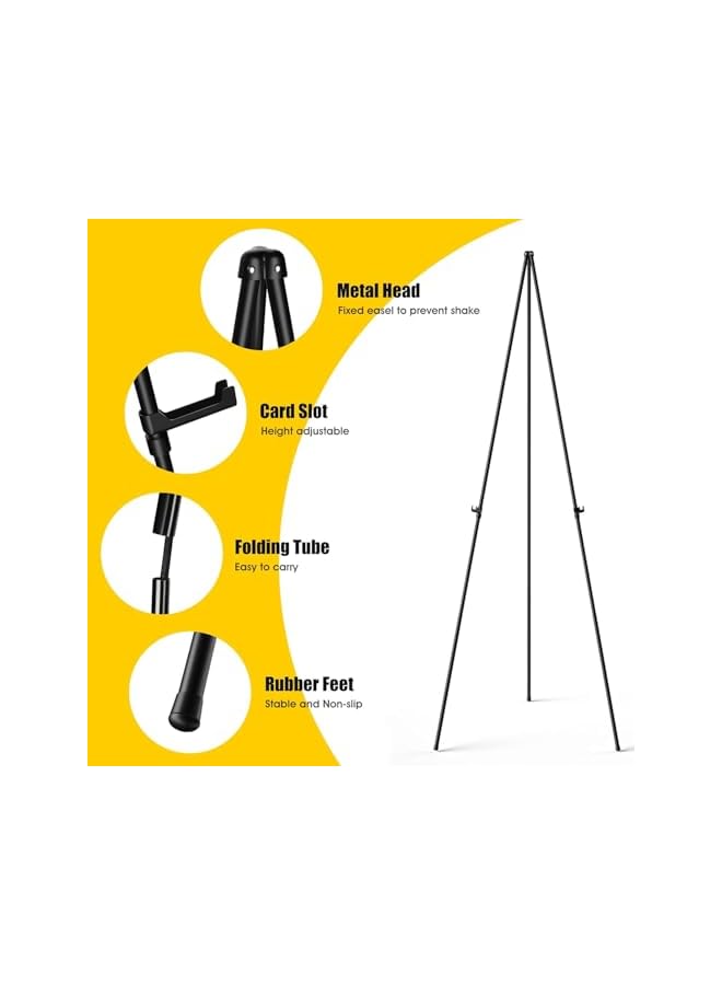 The Bros Display Black Easel Stand for Wedding Sign - Artist Instant Tripod Collapsible Portable Floor Easel for Posters- 63" Adjustable Easy Folding Metal Stand for Display Show, Arts, Painting - Image 5