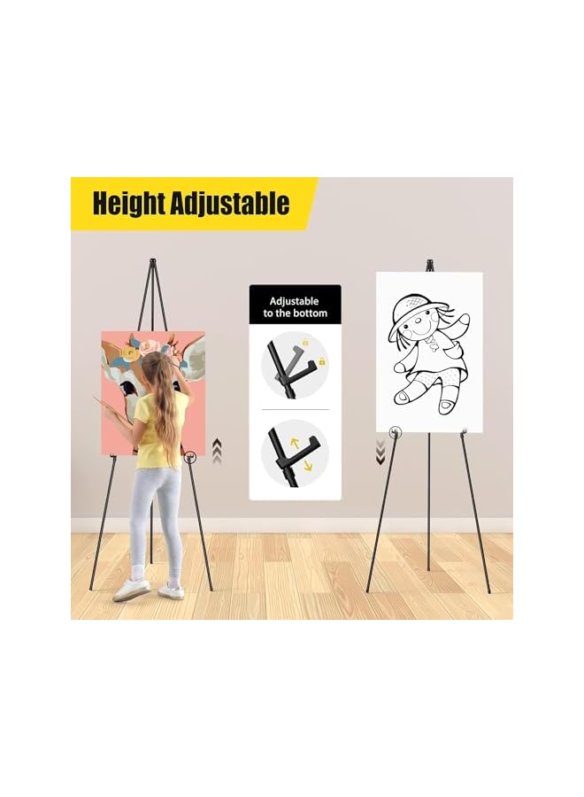 The Bros Display Black Easel Stand for Wedding Sign - Artist Instant Tripod Collapsible Portable Floor Easel for Posters- 63" Adjustable Easy Folding Metal Stand for Display Show, Arts, Painting - Image 3