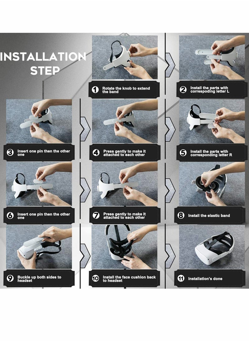 Generic Head Strap Compatible for Oculus Quest 2, Replacement for Elite Strap, Adjustable Comfortable Strap with Head Cushion, Reduce Pressure for Quest 2 Headset White  - Image 5