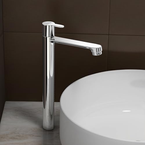 Plantex Pure Brass High Neck Pillar Tap for Wash Basin with Teflon Tape/Tabletop Wash Basin Tap/Pillar Cock with 7 Year Warranty (FLO-804-Mirror Chrome) - Image 1