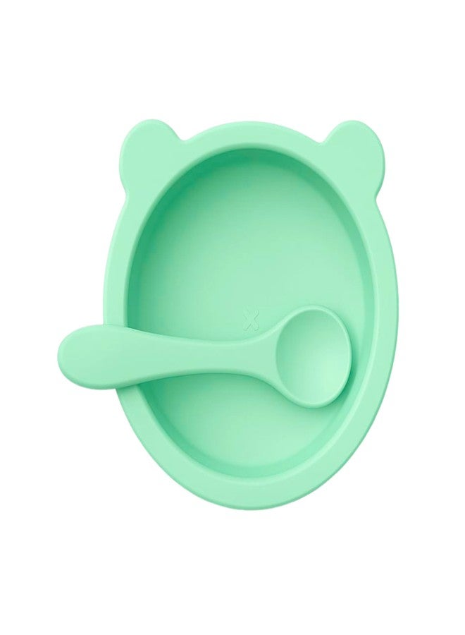 TAG24 Silicone Baby Feeding Bowl and Spoon Set for Babies with Suction Base, BPA-Free, Non-Slip, Safe for Infants and Toddlers Mealtime (Green) - Image 1