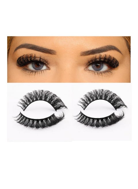 2 Pair Lashes Curly Cat Eye Natural Look Lash Soft Fluffy Faux Mink Eyelashes Wispy Manga Russian C Curl Eye Lash 3D False Lashes Strip E16D (13Mm)