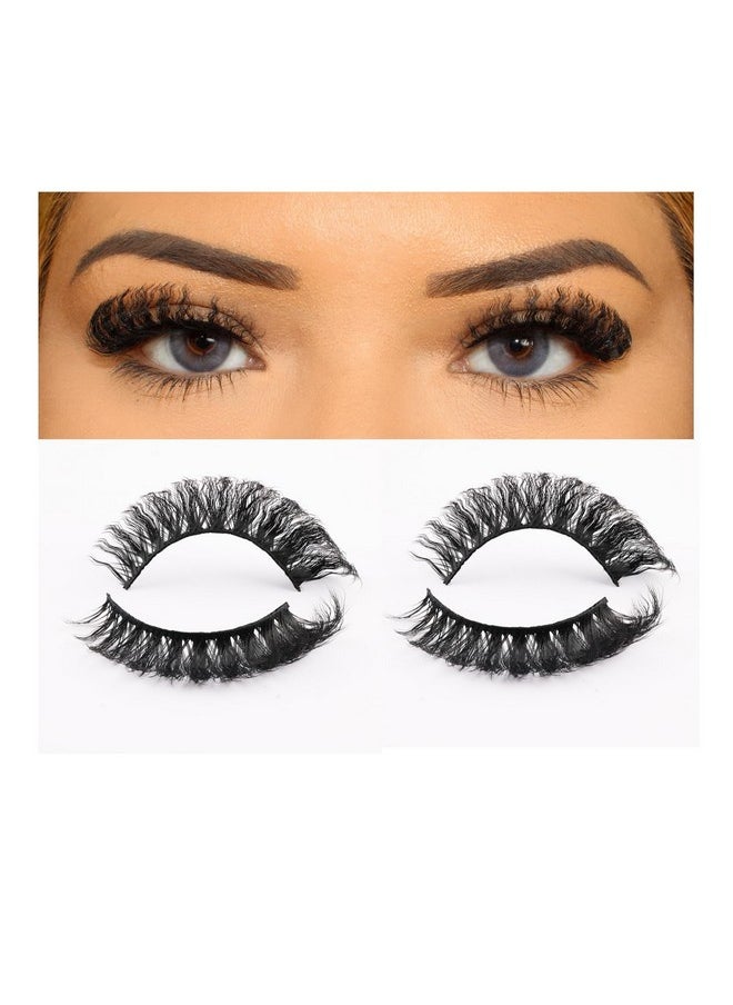 Miss Kiss - 2 Pair Lashes Curly Cat Eye Natural Look Lash Soft Fluffy Faux Mink Eyelashes Wispy Manga Russian C Curl Eye Lash 3D False Lashes Strip E16D (13Mm) - Image 1