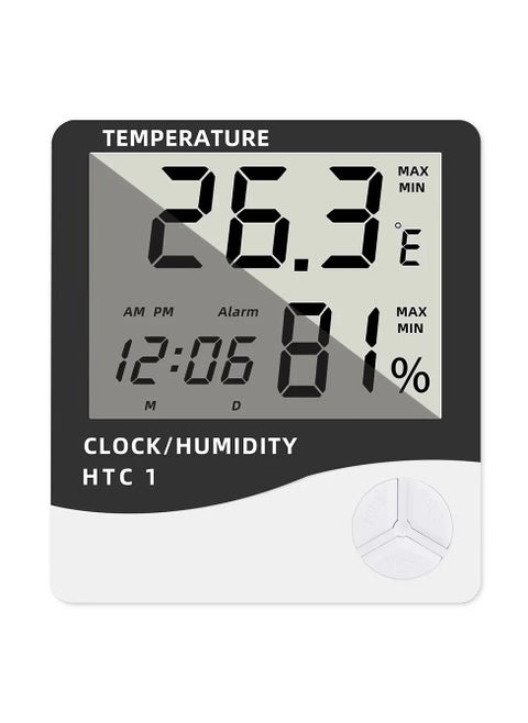 Multifunctional Weather Monitor with Clock, LCD Display for Temperature and Humidity Data
