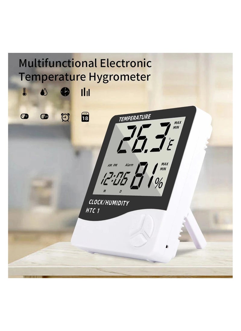 Multifunctional Weather Monitor with Clock, LCD Display for Temperature and Humidity Data