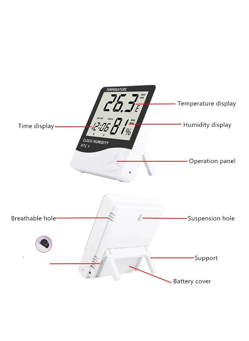 Multifunctional Weather Monitor with Clock, LCD Display for Temperature and Humidity Data