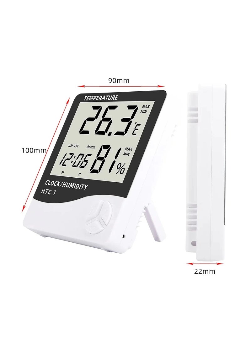 Multifunctional Weather Monitor with Clock, LCD Display for Temperature and Humidity Data