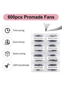 FADLASH Eyelash Extension Fadlash 20D Premade Fans Eyelash Extensions 600Pcs Premade Lash Extensions Fans Premade Lash Fans D Curl Volume Lash Extensions Mixed Tray (20D 0.07D 8 15Mm)  - Image 3