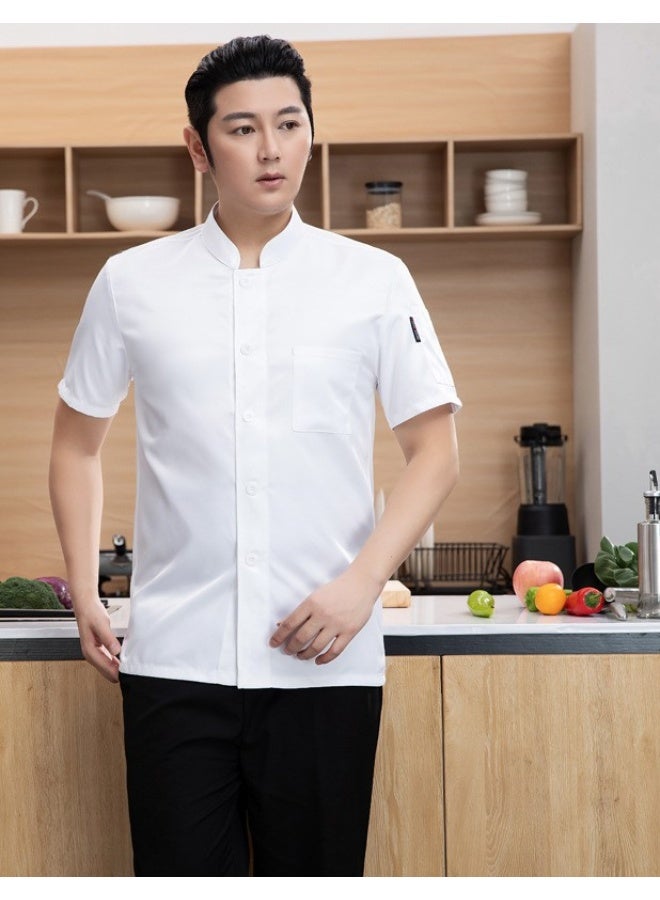 NIBEMINENT Hotel Chef Overalls Men's Short Sleeve Dining Kitchen StaffChef Uniform Summer Half Sleeve  - Image 1