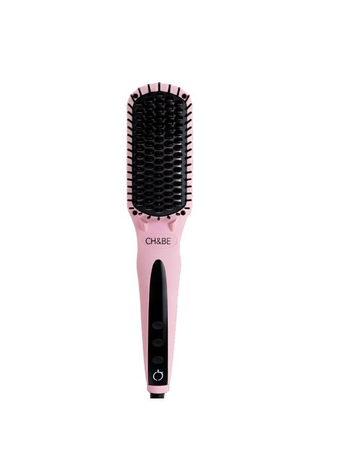 CH&BE Ionic Brush | Healthy and fast daily straightening | Temperature 170–450°F | Auto shut off after 60 minutes | Anti-tangle nano comb | Dual ion generator | PTC hair protection technology  - Pink - Image 2