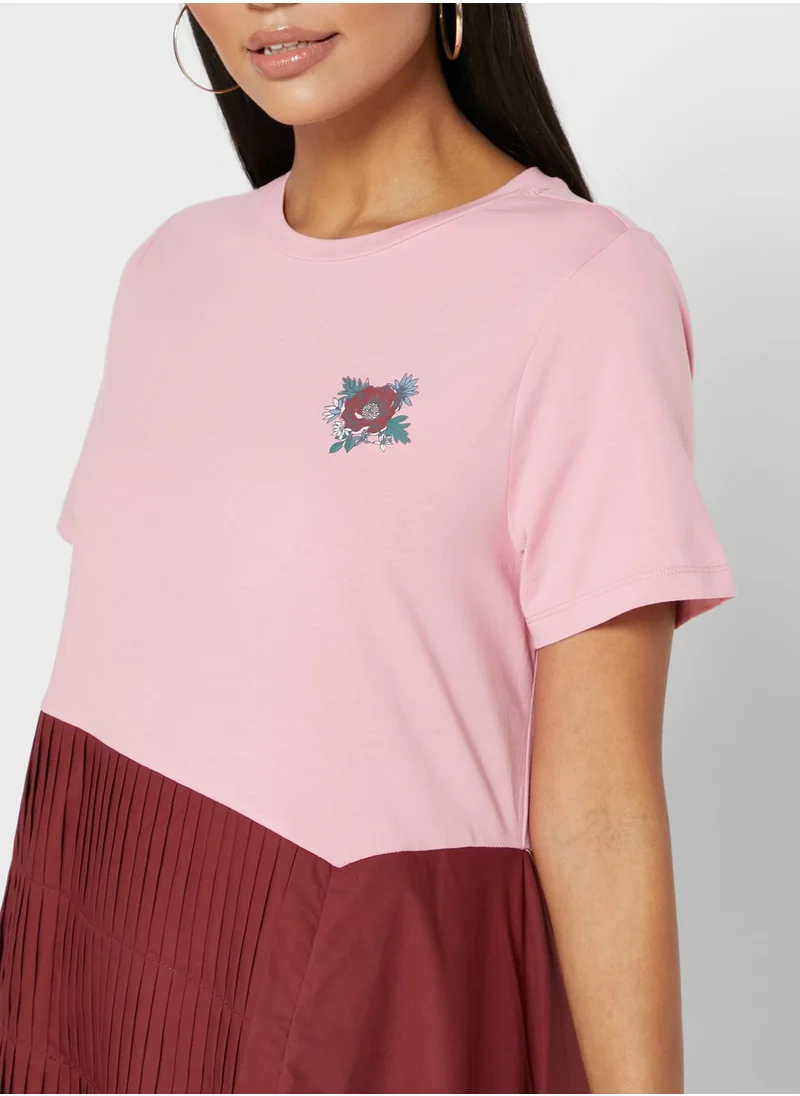 RINA Colorblock Shirred T-Shirt Dress