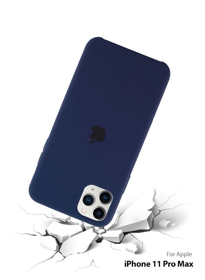Generic - Logo Compatible Silicone Case Cover For Apple iPhone 11 Pro Max Dark Blue - Image 1