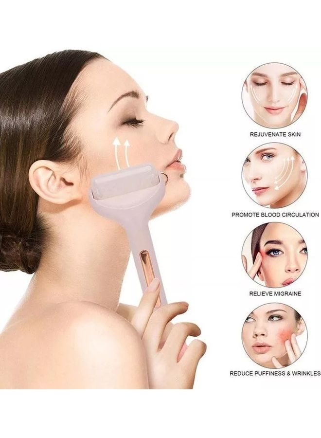 NIBEMINENT Facial Cool Ice Roller Anti Wrinkle Tool Massager Pink/Gold - Image 2