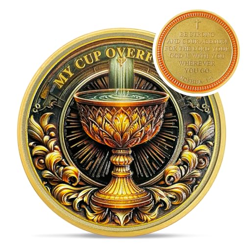 IELCJJ Original Holy Grail Christian Challenge Coin - Joshua 1:9 Jesus Religious Token - Inspirational Art God Pocket Bible Verses Chip for Study - Good Luck Commemorative Gifts for Men Women Kids Coworker - Image 1