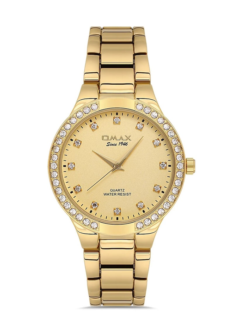 OMAX - Omax Women's Gold Luxury Wrist Watch, Watches for Women, Stainless Watches, Steel Band, Round Crystal Dial, Waterproof Watch, 1 Year Warranty - Image 1