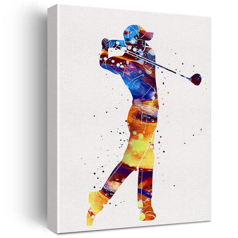 Golf Watercolor Wall Art Golf Sports Golfers Canvas Painting Prints for Home Office Wall Decor Framed Artwork Golfer Gifts12x15 Inch