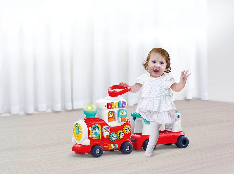 HOLA 4in1 Push Walker & Ride-on Learning Train, Interactive Toy w/Music, Lights & Sounds, Convertible Push Walker, Pull-Along Wagon, Learning Activity, Motor Skills & Imagination for Kids 12M+ - Image 4