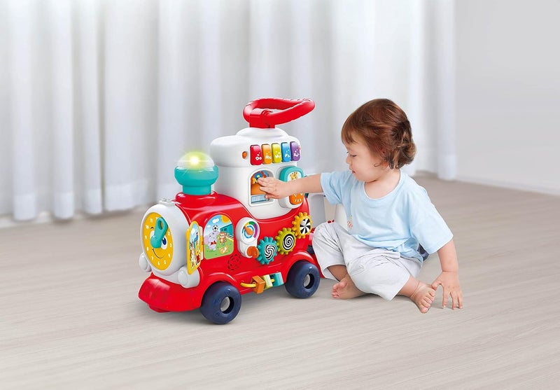 HOLA 4in1 Push Walker & Ride-on Learning Train, Interactive Toy w/Music, Lights & Sounds, Convertible Push Walker, Pull-Along Wagon, Learning Activity, Motor Skills & Imagination for Kids 12M+ - Image 5
